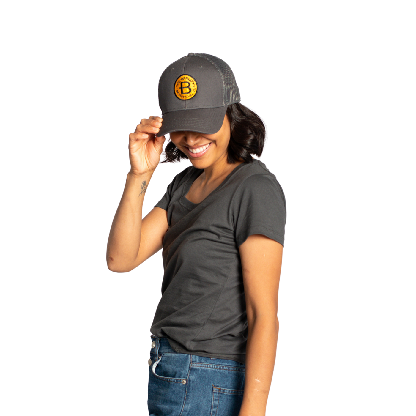 Barlow Trucker Hat- Charcoal/ Orange