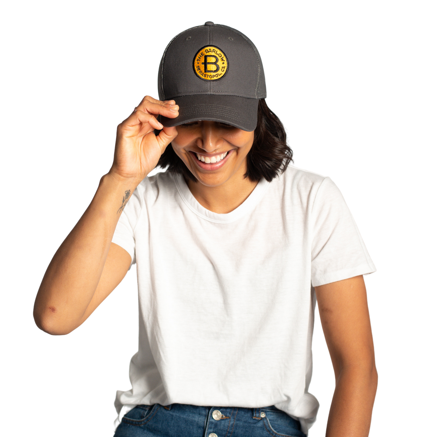 Barlow Trucker Hat- Charcoal/ Orange