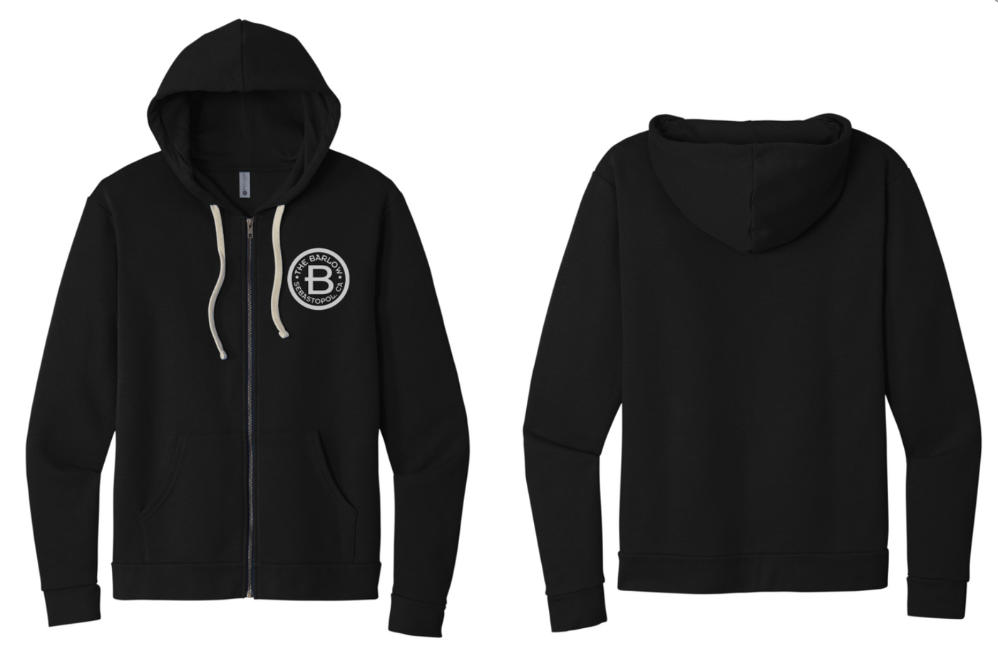 Barlow Unisex Zip Hoodie- Black